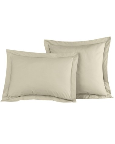 Lot de 2 taies d'oreiller en percale de coton ficelle 50x70 cm