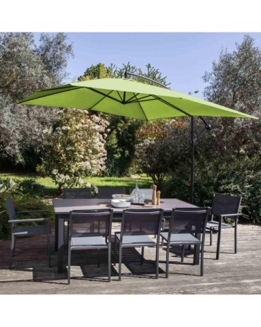Parasol déporté carré 3x3m aluminium vert