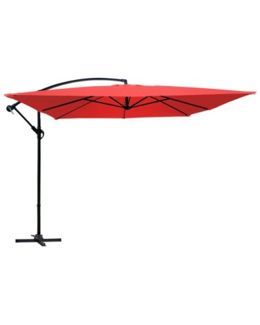 Parasol déporté carré 3x3m aluminium rouge