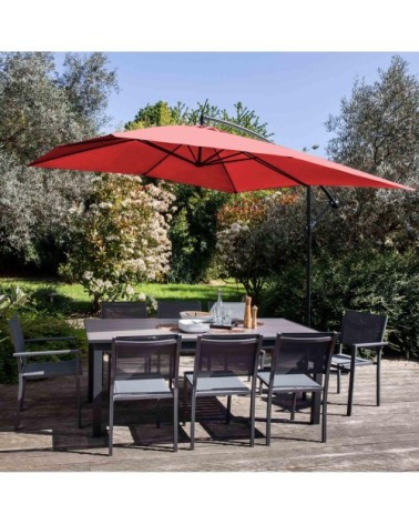 Parasol déporté carré 3x3m aluminium rouge