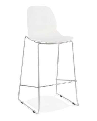 Tabouret de bar struture chromé assise blanc h75cm