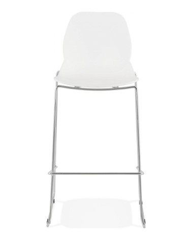 Tabouret de bar struture chromé assise blanc h75cm