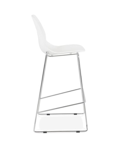 Tabouret de bar struture chromé assise blanc h75cm