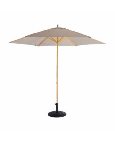 Parasol droit rond 3m mât central en bois beige