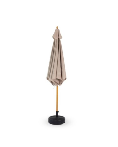 Parasol droit rond 3m mât central en bois beige
