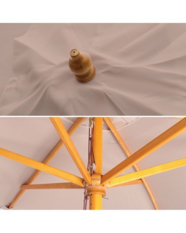 Parasol droit rond 3m mât central en bois beige