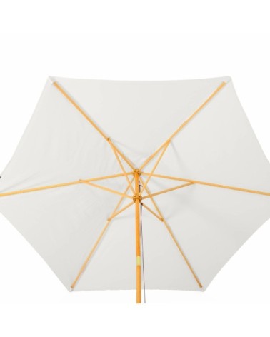 Parasol droit rond mât central en bois écru 3m