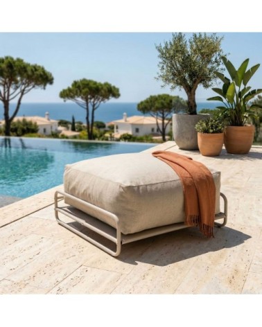 Pouf pour salon de jardin modulable avec structure beige