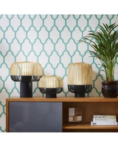 Lampe à poser bambou/noir H24cm