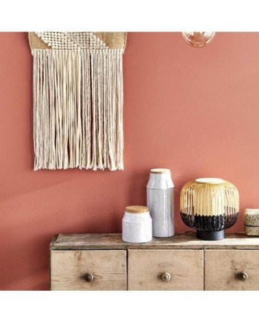 Lampe à poser bambou/noir H24cm