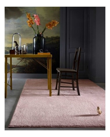 Tapis tissé velours ras rose uni 200x290