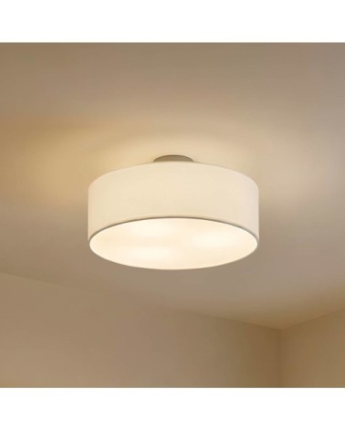 Plafonnier tissu en textile blanc