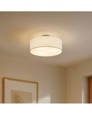 Plafonnier tissu en textile blanc