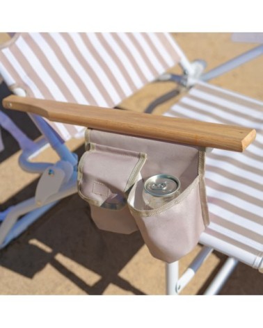 Chaise plage inclinable repose pieds aluminium beige