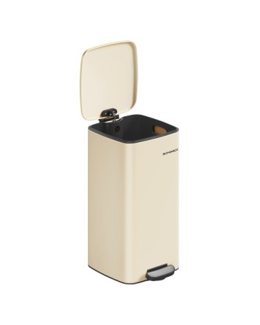Poubelle de cuisine 30 l en acier avec seau intérieur beige sable