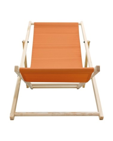 Lot de 3 chaises longues pliantes bois et tissu orange 3 positions