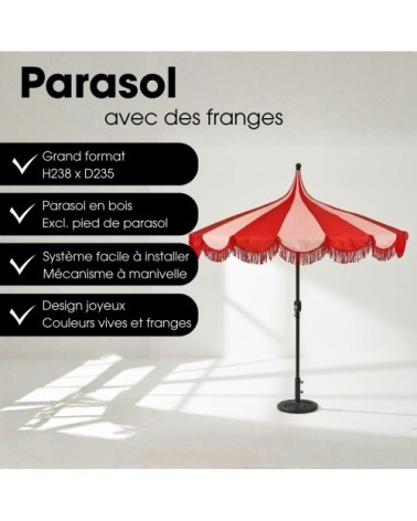 Parasol rouge polyester h238xl235xl235cm