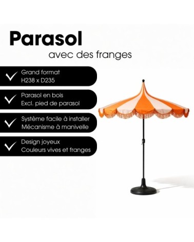 Parasol orange polyester h238xl235xl235cm