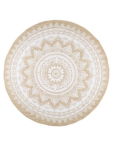 Tapis rond jute et coton blanc D180