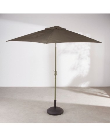 Parasol inclinable en aluminium et toile en polyester recyclé vert kaki, D270 cm (base vendue séparément)