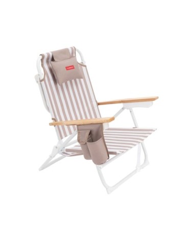 Chaise plage inclinable 5 positions aluminium beige
