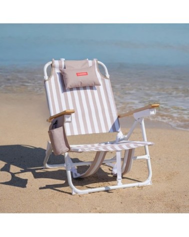 Chaise plage inclinable 5 positions aluminium beige