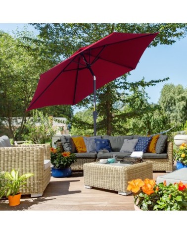 Parasol inclinable de jardin rouge vineux