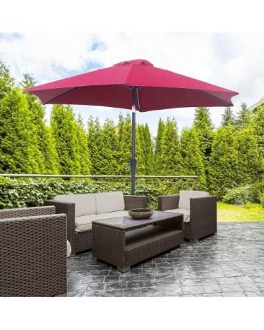 Parasol inclinable de jardin rouge vineux
