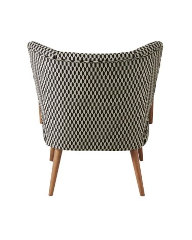 Fauteuil vintage motifs graphiques noirs et blancs