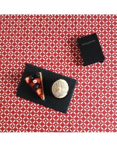 Nappe en coton enduit rouge rectangle 160 x 300 cm