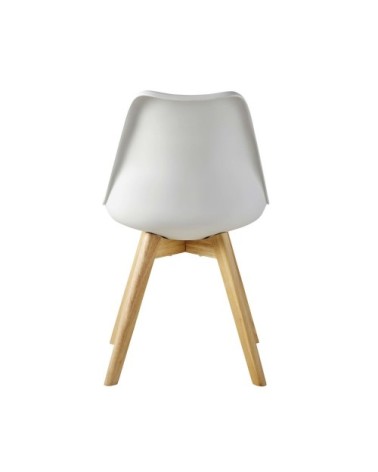 Chaise style scandinave en polypropylène blanc éclatant et hévéa