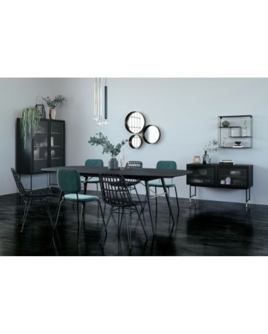 Table extensible 180 cm chêne plaqué noir, allonge intégrée