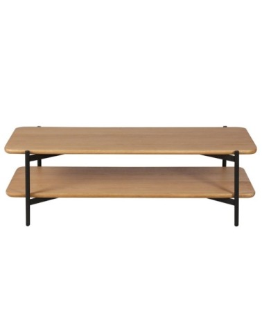 Table basse rectangulaire en chêne et métal
