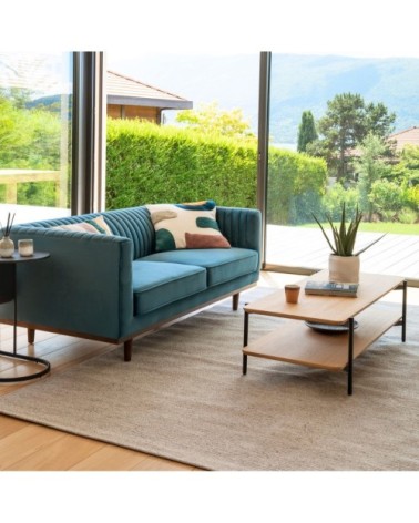 Table basse rectangulaire en chêne et métal