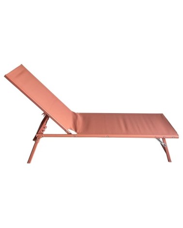 Lot de 2 transats pliants en acier et textilène terracotta