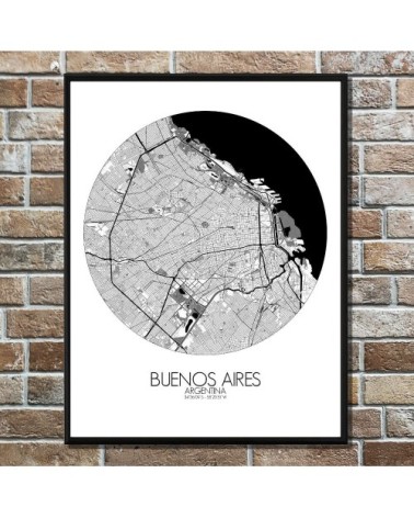 Affiche Buenos aires Carte ronde 40x50