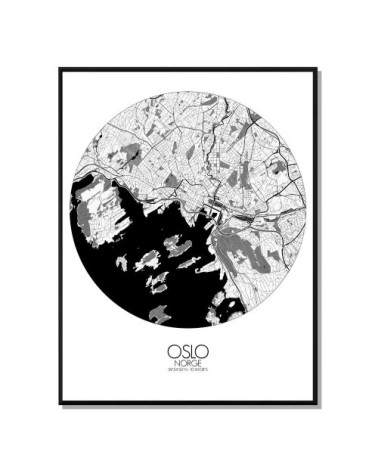 Affiche Oslo Carte ronde 40x50