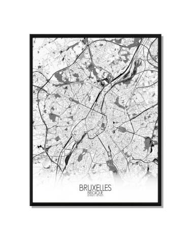 Affiche Bruxelles Carte N&B 40x50