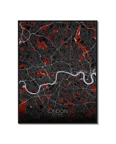 Affiche Londres Carte Rouge 40x50