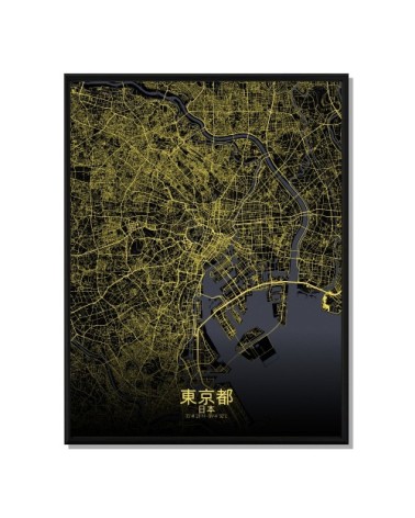Affiche Tokyo Carte Nuit 40x50