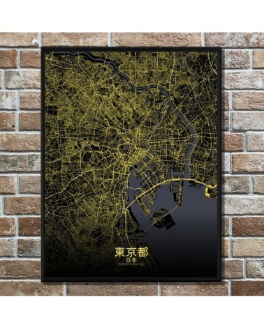 Affiche Tokyo Carte Nuit 40x50