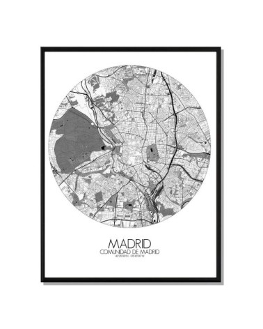 Affiche Madrid Carte ronde 40x50