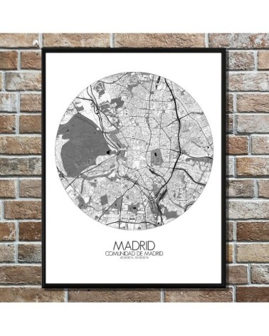 Affiche Madrid Carte ronde 40x50