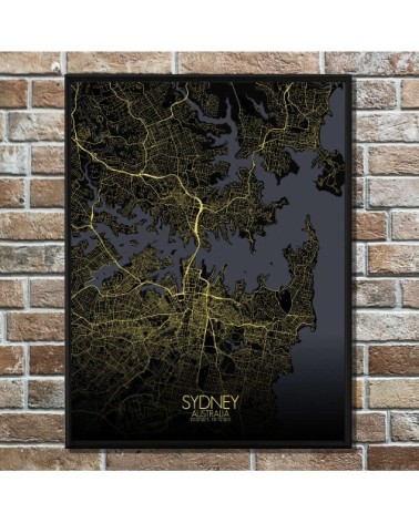 Affiche Sydney Carte Nuit 40x50