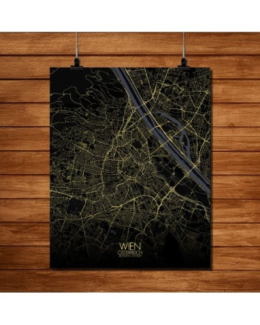Affiche Vienne Carte Nuit 40x50