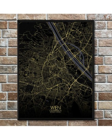 Affiche Vienne Carte Nuit 40x50