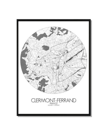 Affiche Clermont Carte ronde 40x50
