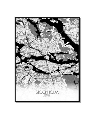 Affiche Stockholm Carte N&B 40x50