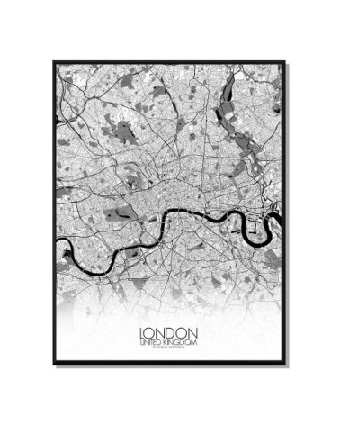 Affiche Londres Carte N&B 40x50