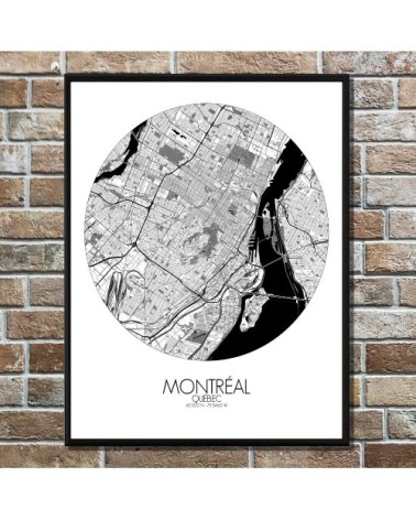 Affiche Montreal Carte ronde 40x50
